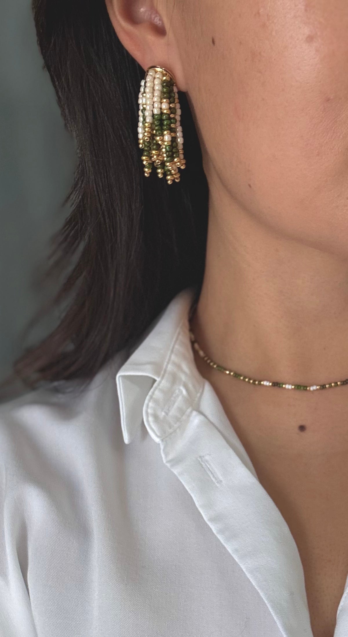 Collier artisanal perlé très fin, inspiré de Byzantine, ajustable