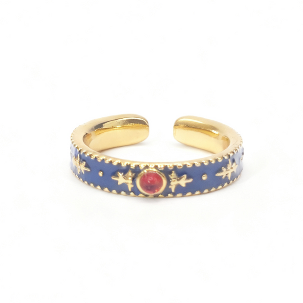 "Hong" Bague ouverte en émail coloré – Inspiration artisanat asiatique