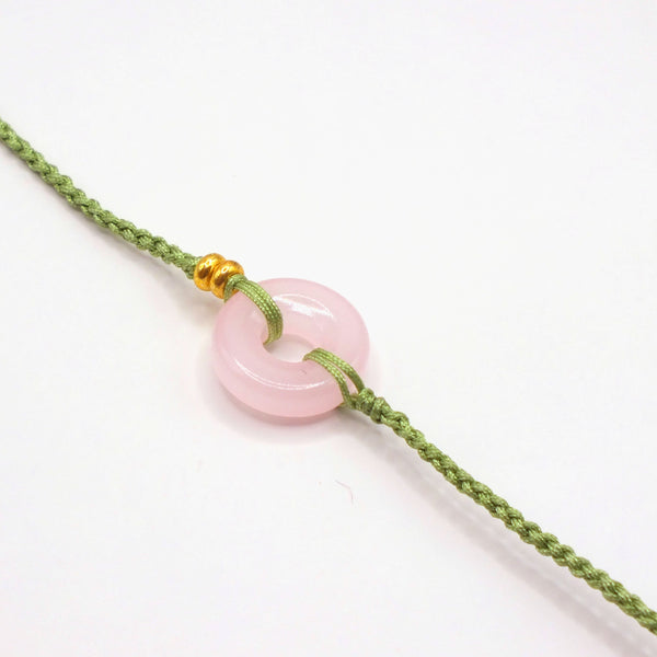 "Nella" Bracelet tressé artisanal ajustable avec anneau de jade