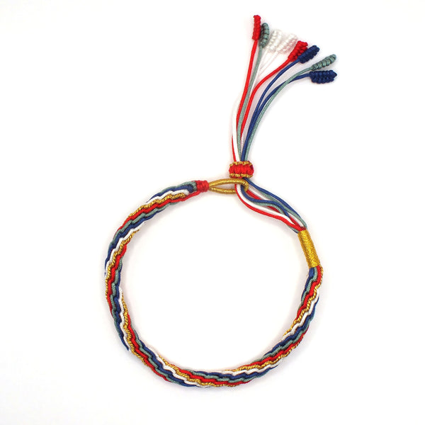 "Dan" Bracelet tressé ajustable avec nœud «Roue du destin», Bracelet tressé artisanal ajustable – nœud «Roue du destin», inspiration encre et peinture chinoise