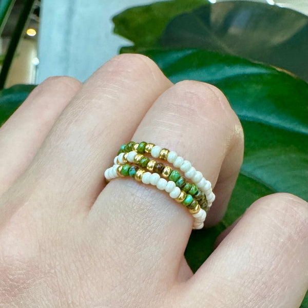 Bagues souples perlées - style byzantin léger