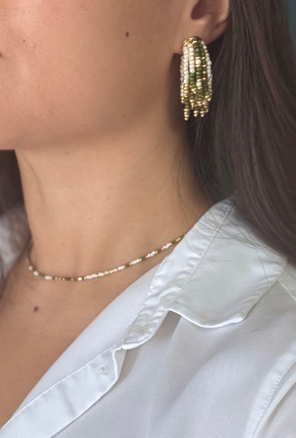 Collier artisanal perlé très fin, inspiré de Byzantine, ajustable