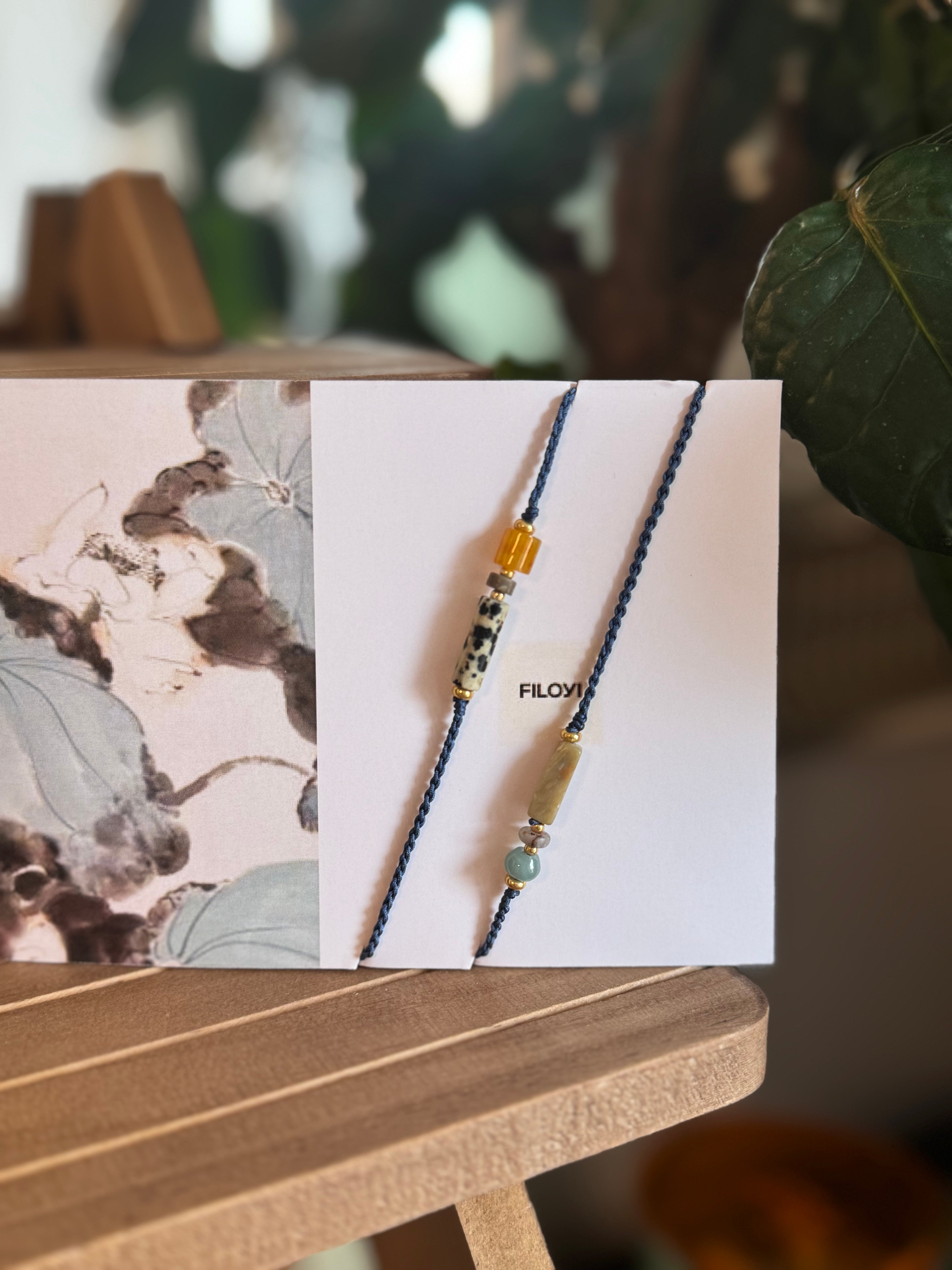 Bracelet tressé unisexe ajustable - jade et pierre naturelle de Shoushan