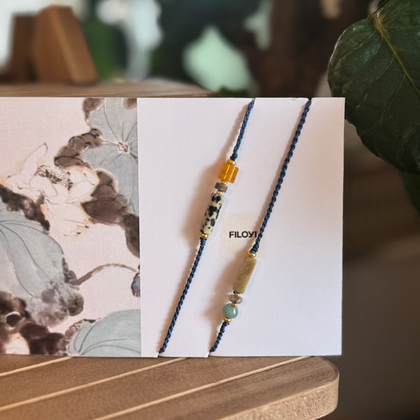 Bracelet tressé unisexe ajustable - jade et pierre naturelle de Shoushan