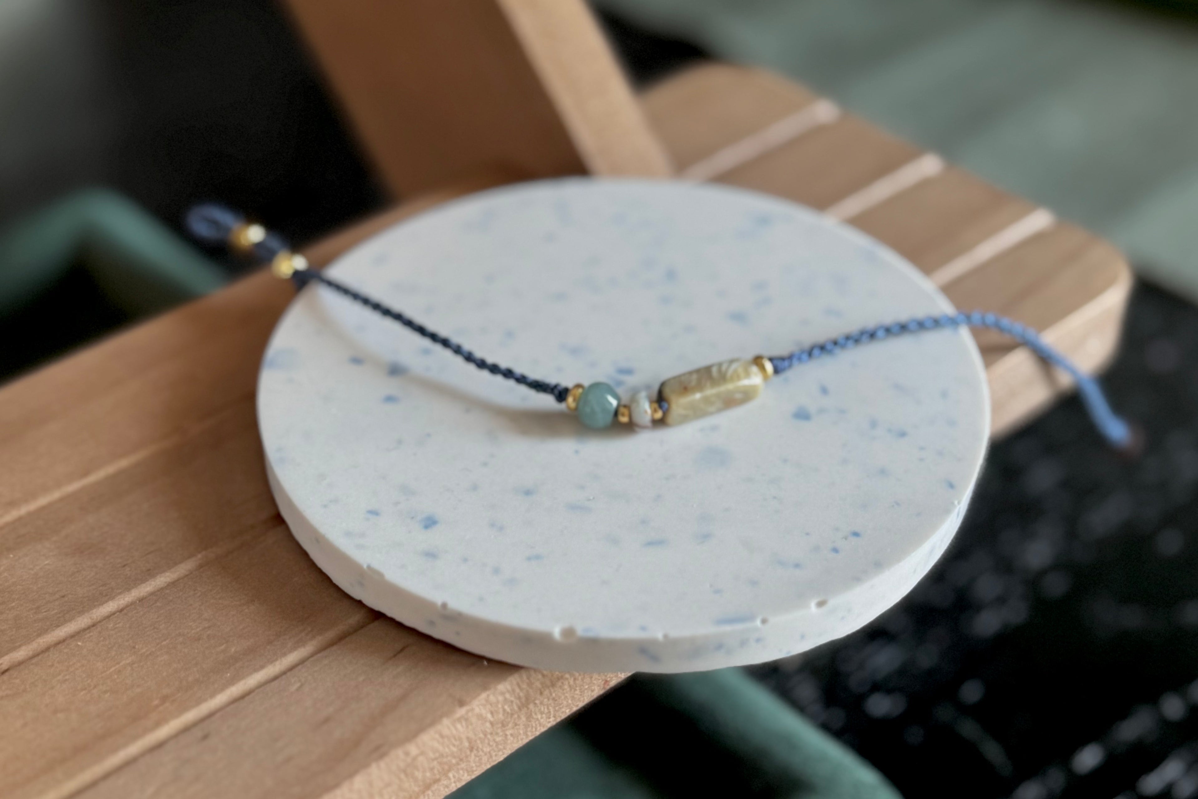 Bracelet tressé unisexe ajustable - jade et pierre naturelle de Shoushan
