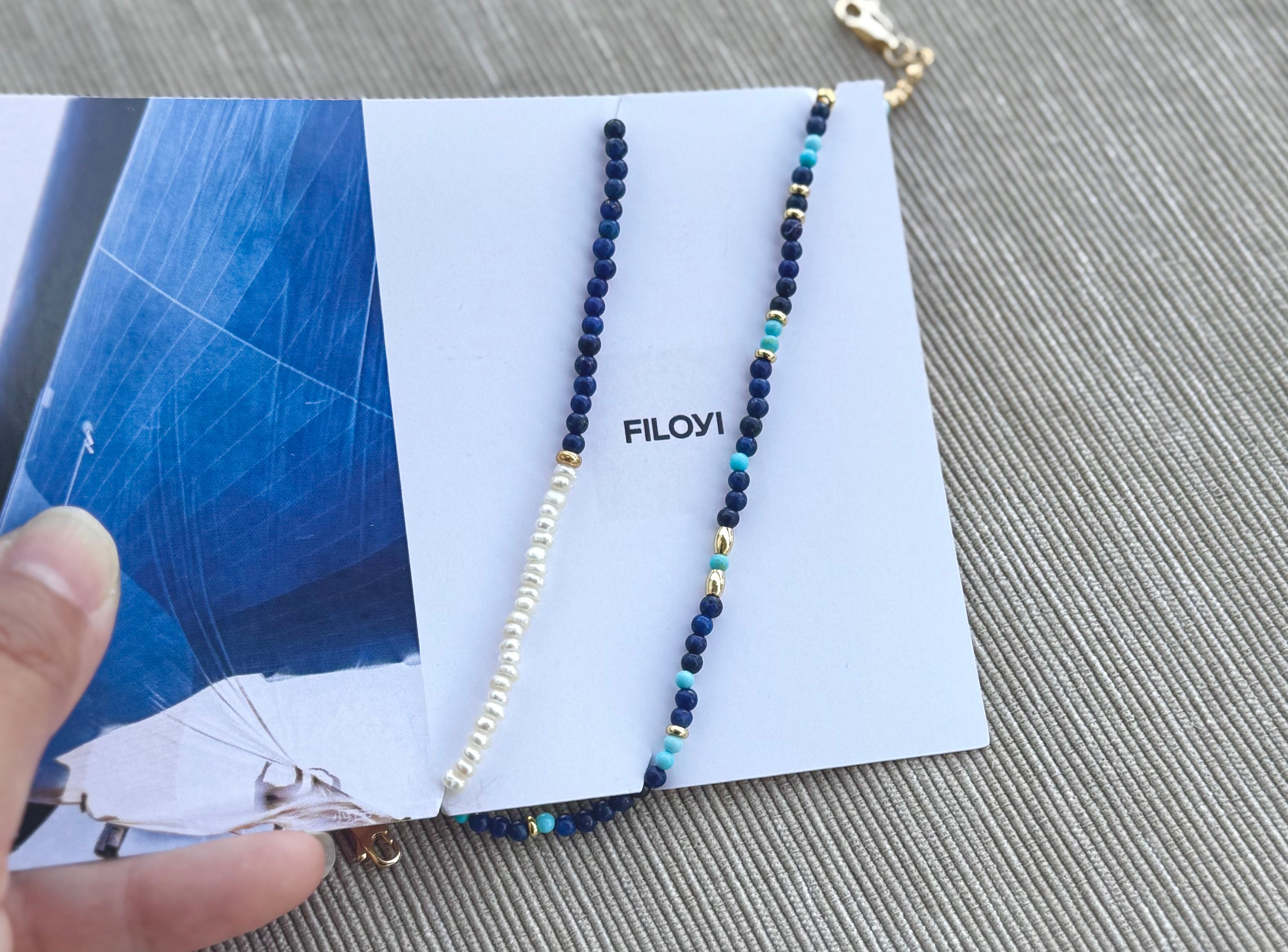 Bracelet en Lapis-Lazuli et Turquoise très fin - Sailing Day