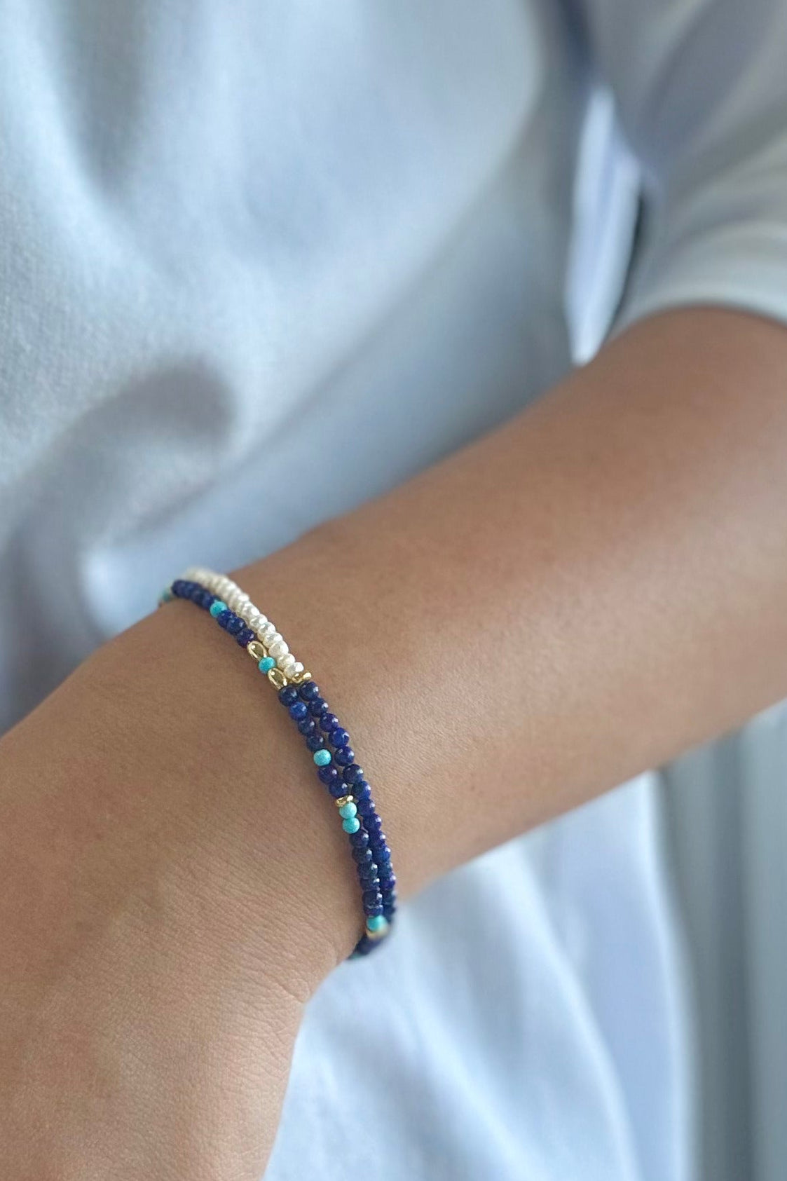 Bracelet en Lapis-Lazuli et Turquoise très fin - Sailing Day
