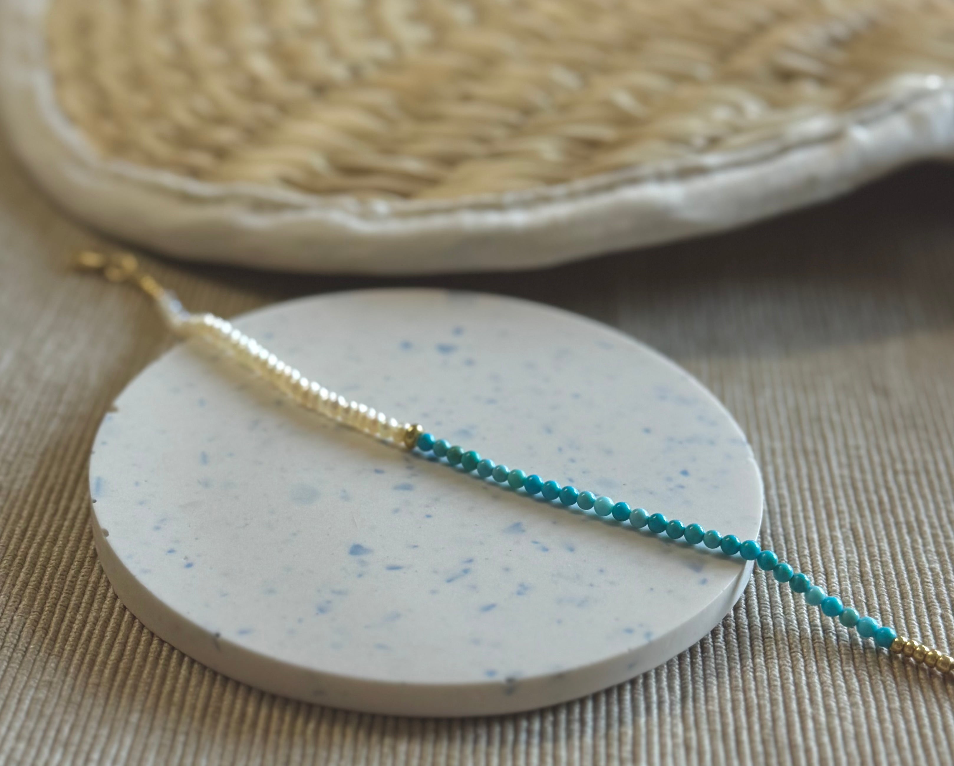 Bracelet en perles d'eau douce et Turquoise extra-fin