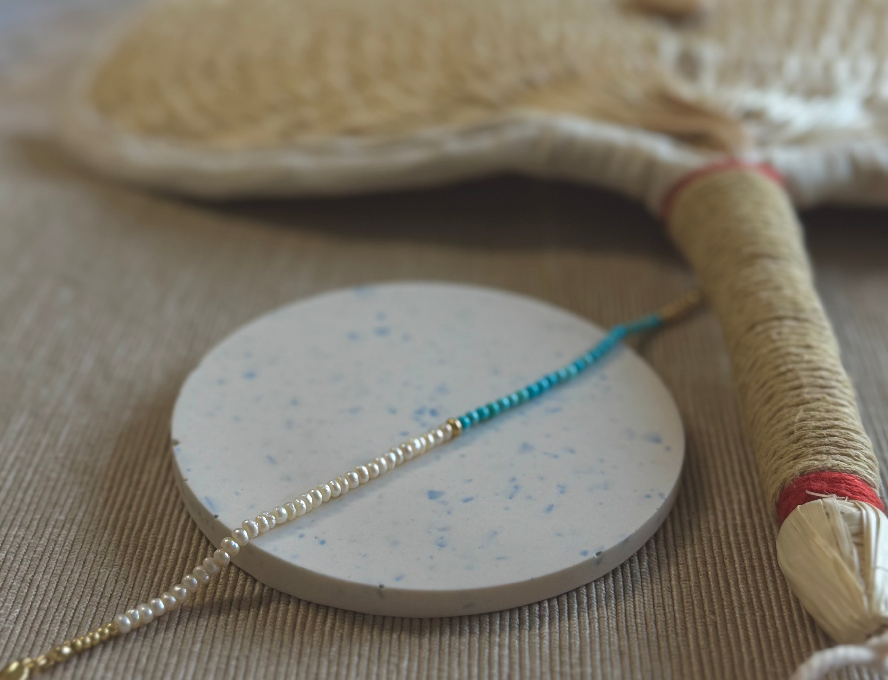 Bracelet en perles d'eau douce et Turquoise extra-fin